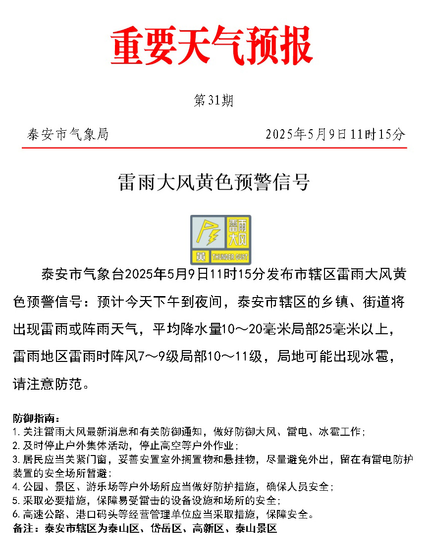 重要天气预报0509（第三十一期）雷雨大风黄色预警信号.jpg